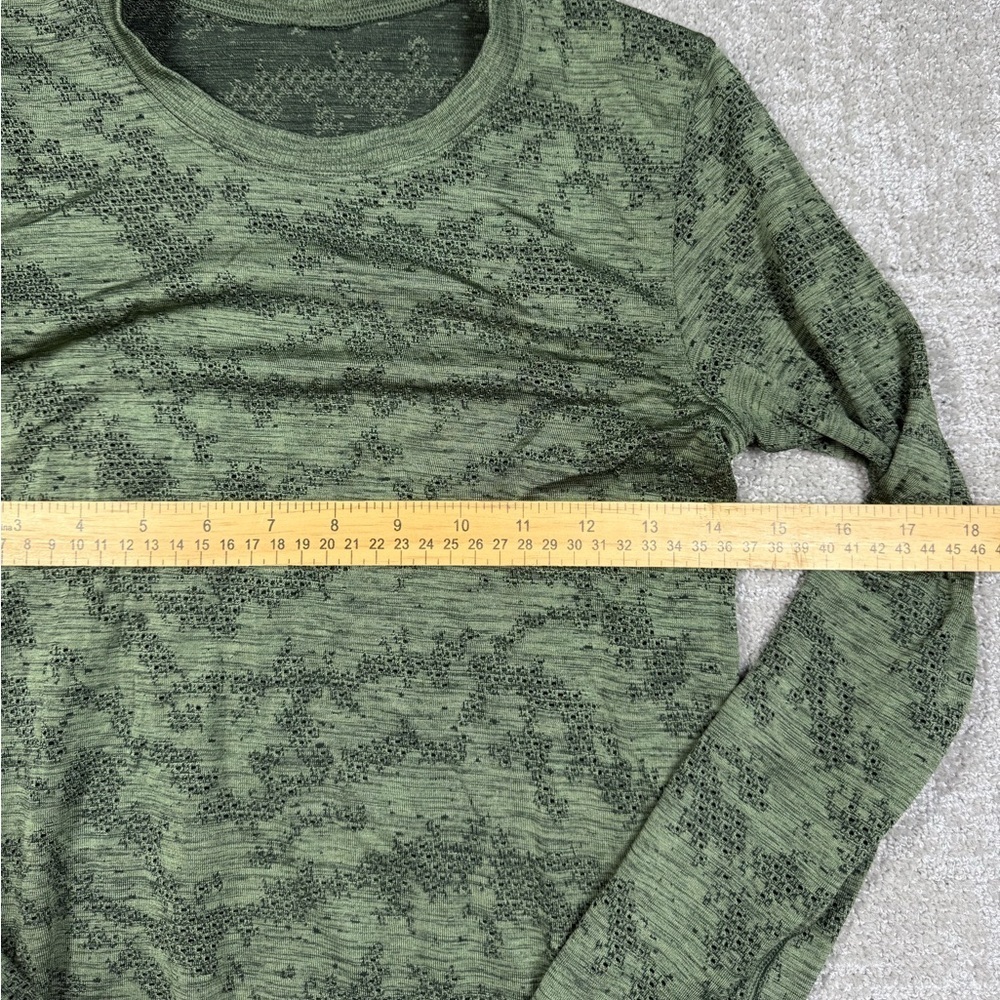 Lululemon Swiftly Breathe Long Sleeve Dot Scape Rainforest Green Shirt READ - Picture 2 of 5